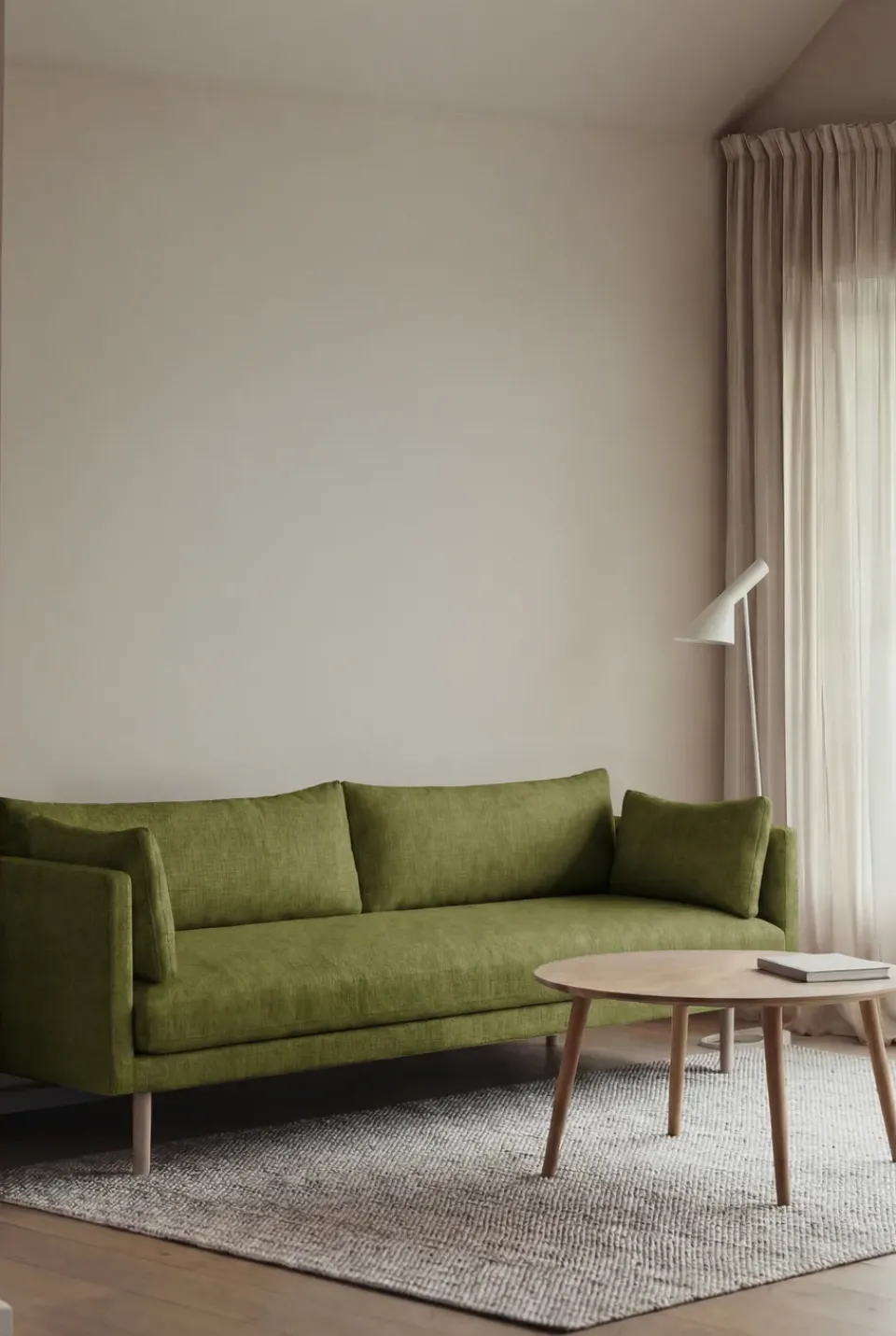 1898 Sofas*Linnevik sofa, Luiza 3975-white-oiled oak, 4-seater Green