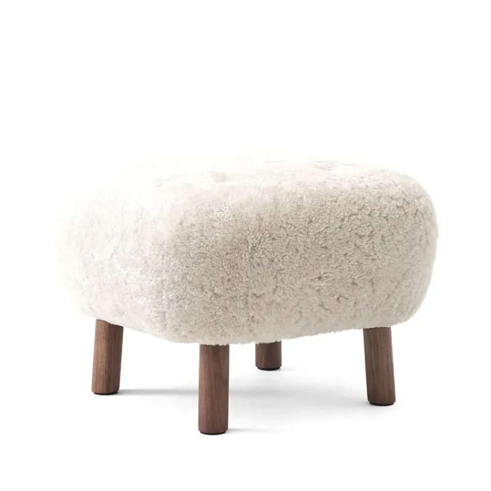 &Tradition Armchairs & Footstools*Little Petra ATD1 footstool, Sheepskin moonlight-oiled walnut legs White
