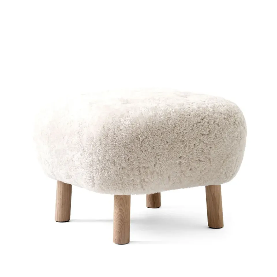 &Tradition Armchairs & Footstools*Little Petra ATD1 footstool, Sheepskin moonlight-oak legs oiled White