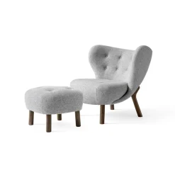 &Tradition Armchairs & Footstools*Little Petra VB1 armchair incl. pouffe ATD1, Oiled walnut-Hallingdal Grey