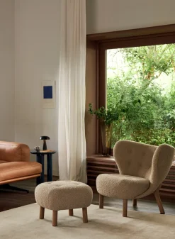 &Tradition Armchairs & Footstools*Little Petra VB1 armchair incl. pouffe ATD1, Oiled walnut-Hallingdal Grey