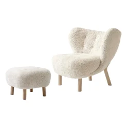 &Tradition Armchairs & Footstools*Little Petra VB1 armchair incl. pouffe ATD1, White oiled oak-Moonlight Beige