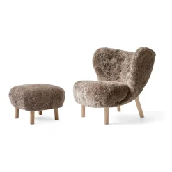&Tradition Armchairs & Footstools*Little Petra VB1 armchair incl. pouffe ATD1, White-oiled oak - Sahara Brown