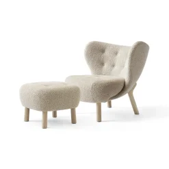 &Tradition Armchairs & Footstools*Little Petra VB1 armchair incl. pouffe ATD1, White oiled oak-Karakorum Beige