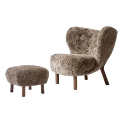 &Tradition Armchairs & Footstools*Little Petra VB1 armchair incl. pouffe ATD1, Oiled walnut-Sahara Brown