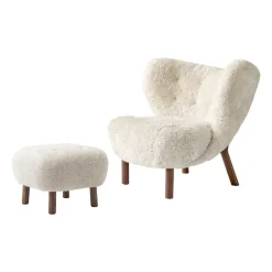 &Tradition Armchairs & Footstools*Little Petra VB1 armchair incl. pouffe ATD1, Oiled walnut-Moonlight Beige