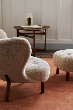 &Tradition Armchairs & Footstools*Little Petra VB1 armchair incl. pouffe ATD1, Oiled walnut-Moonlight Beige