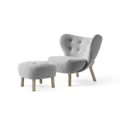 &Tradition Armchairs & Footstools*Little Petra VB1 armchair incl. pouffe ATD1, White oiled oak-Hallingdal Grey