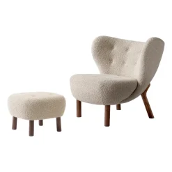 &Tradition Armchairs & Footstools*Little Petra VB1 armchair incl. pouffe ATD1, Oiled walnut-Karakorum 003 Beige