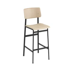 Muuto Bar Stools*Loft barstool, Oak, high, black steel legs Beige