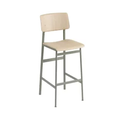 Muuto Bar Stools*Loft barstool, Oak-high-dusty green steel legs Beige