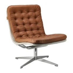 1898 Armchairs & Footstools*Loholm armchair with swivel function, Cognac leather-Bern 0341 Beige