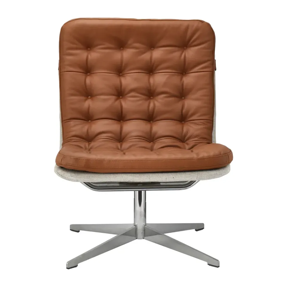 1898 Armchairs & Footstools*Loholm armchair with swivel function, Cognac leather-Bern 0341 Beige