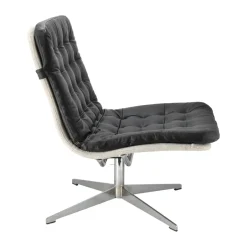 1898 Armchairs & Footstools*Loholm armchair with swivel function, leather-Bern Beige 0341 Black