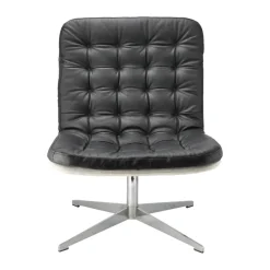 1898 Armchairs & Footstools*Loholm armchair with swivel function, leather-Bern Beige 0341 Black