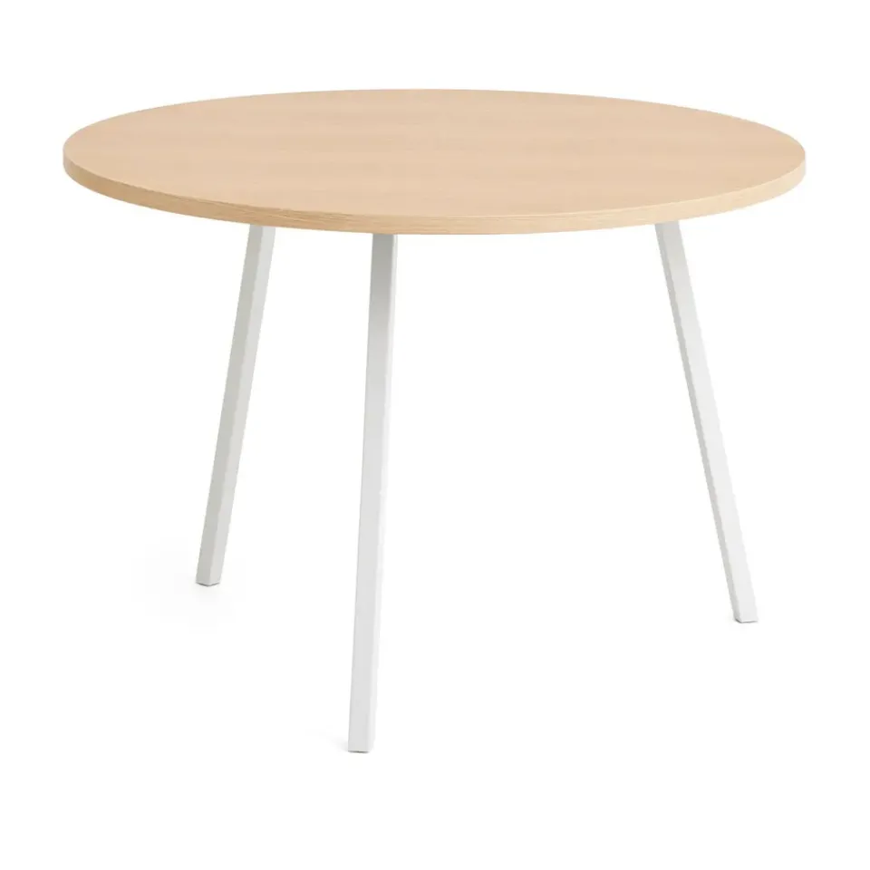 HAY Dining Tables*Loop Stand dining table Ø105 cm, White-clear lacq. oak WhiteBrown