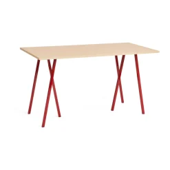 HAY Bar Tables*Loop Stand incl. support bar table 87,5x180 cm, Maroon red-clear lacq. oak RedBrown