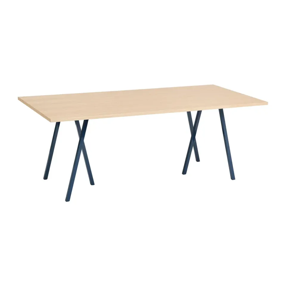 HAY Dining Tables*Loop Stand incl. support dining table 92,5x200 cm, Deep blue-clear lacq. oak BlueBrown