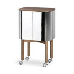 Northern Display & Glass Cabinets*Loud bar cabinet on wheels, Smoked oak BrownSilver-coloured