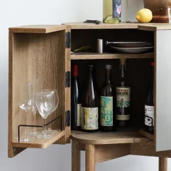 Northern Display & Glass Cabinets*Loud bar cabinet on wheels, Smoked oak BrownSilver-coloured