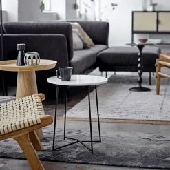 Bloomingville Side Tables*Luana side table Ø44 cm, oak Gold-coloured