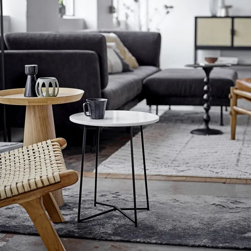 Bloomingville Side Tables*Luana side table Ø44 cm, oak Gold-coloured