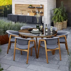 Cane-line Seating|Balcony Furniture*Luna chair, airtouch , teak frame Grey