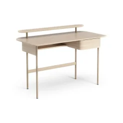 Swedese Desks*Luna desk with drawer and shelf, Oak white-pigmented Brown