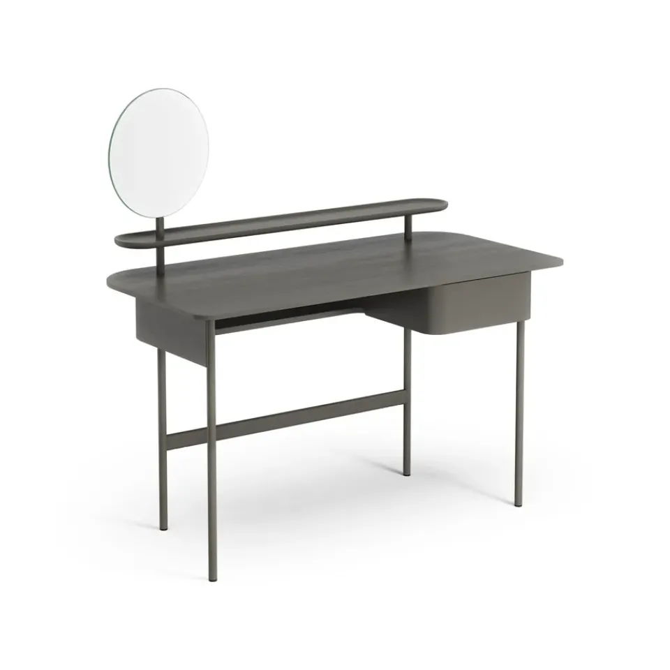 Swedese Desks*Luna desk with drawer, shelf and mirror, Oak orkan Grey