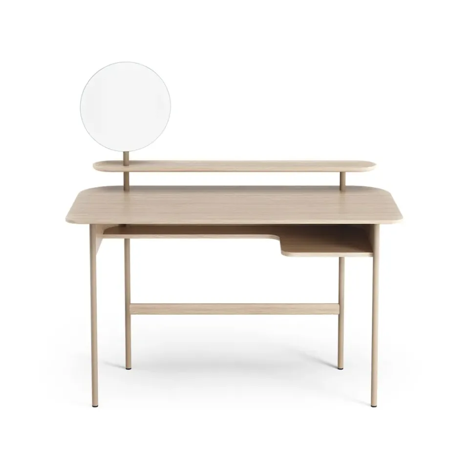 Swedese Desks*Luna desk with shelf and mirror, Oak white-pigmented Brown