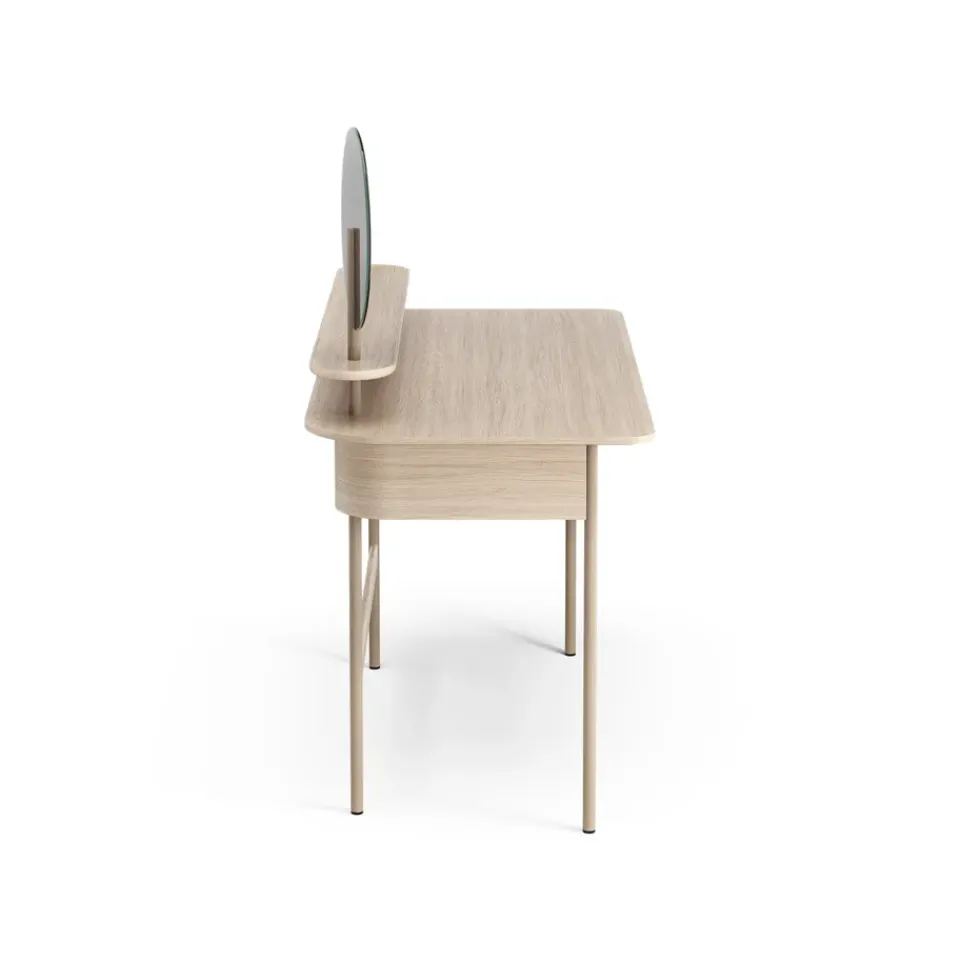 Swedese Desks*Luna desk with shelf and mirror, Oak white-pigmented Brown