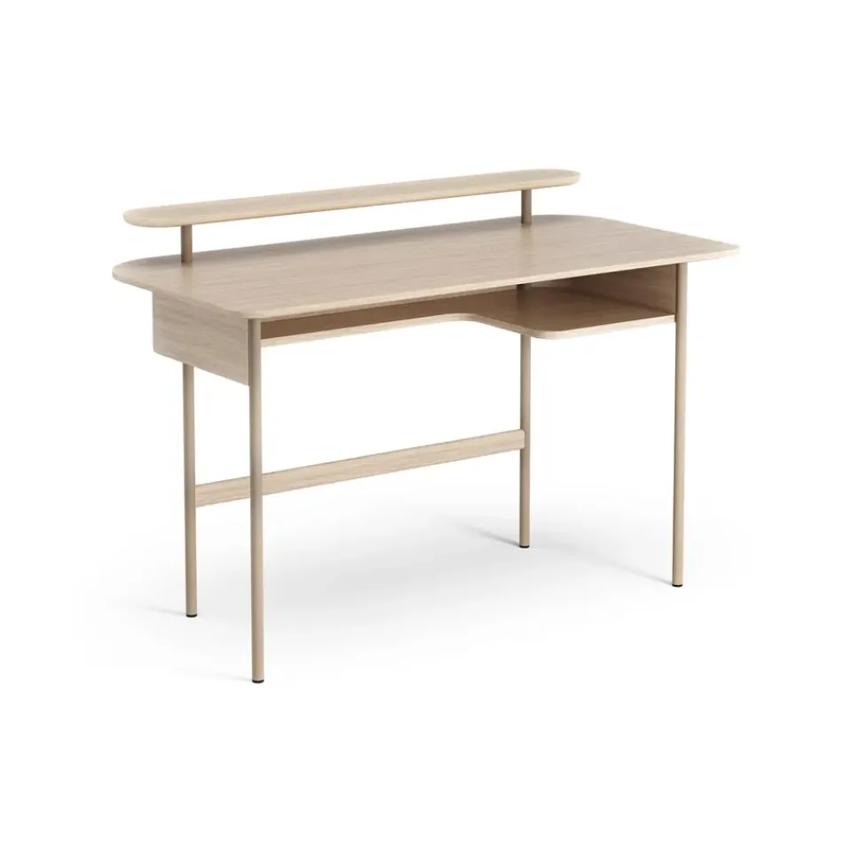 Swedese Desks*Luna desk with shelf, Oak white-pigmented Brown