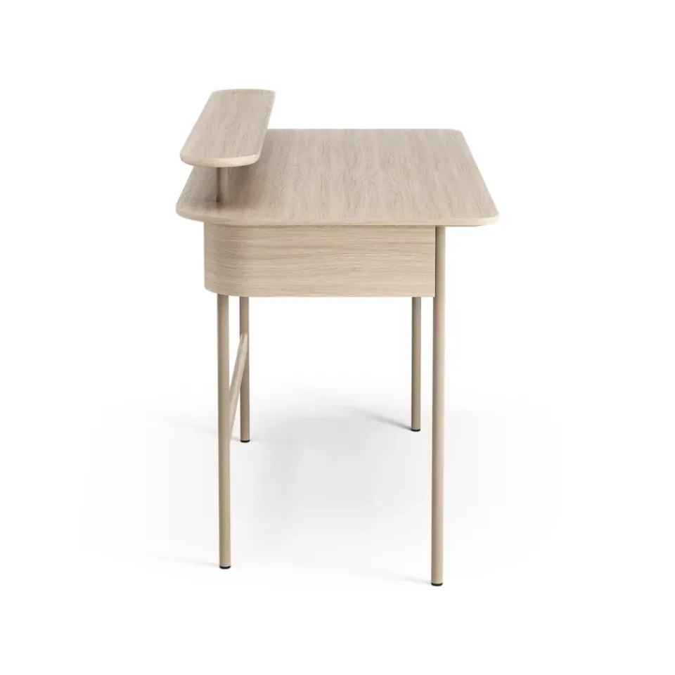 Swedese Desks*Luna desk with shelf, Oak white-pigmented Brown