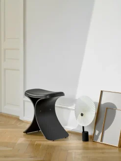 Gejst Stools*Luno stool 48x28x72 cm, oak- leather Black