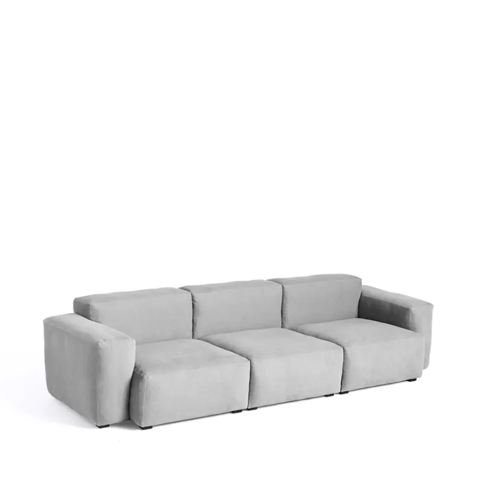 HAY Sofas*Mags Soft low 3-seater sofa, Linara 443 tweed-tone-on-tone stitching Grey