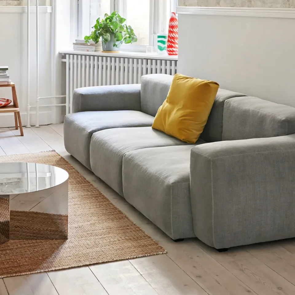HAY Sofas*Mags Soft low 3-seater sofa, Linara 443 tweed-tone-on-tone stitching Grey