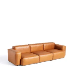 HAY Sofas*Mags Soft low 3-seater sofa, ense cognac-light grey stitching Brown