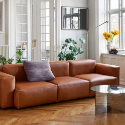 HAY Sofas*Mags Soft low 3-seater sofa, ense cognac-light grey stitching Brown