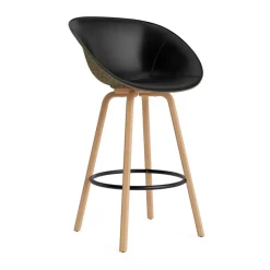 Normann Copenhagen Bar Stools*Mat Bar Armchair armchair front-upholstered 75 cm, Ultra 41599-seaweed-beech- steel Black