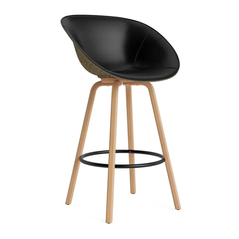 Normann Copenhagen Bar Stools*Mat Bar Armchair armchair front-upholstered 75 cm, Ultra 41599-seaweed-beech- steel Black