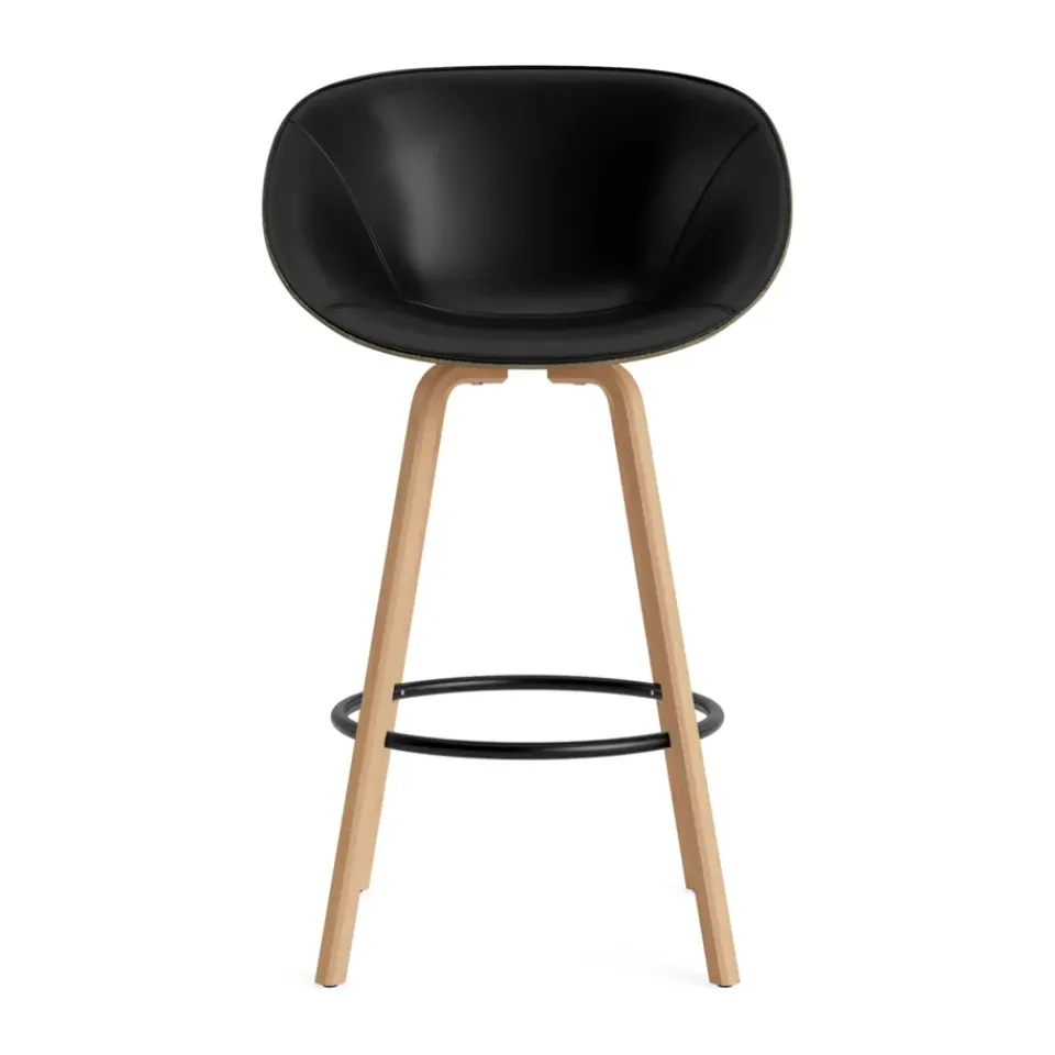 Normann Copenhagen Bar Stools*Mat Bar Armchair armchair front-upholstered 75 cm, Ultra 41599-seaweed-beech- steel Black