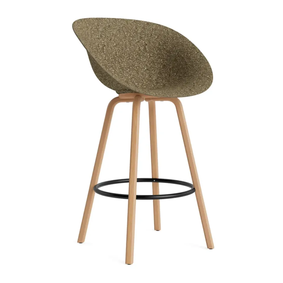 Normann Copenhagen Bar Stools*Mat Bar Armchair armchair 75 cm, Seaweed-beech-black steel Beige