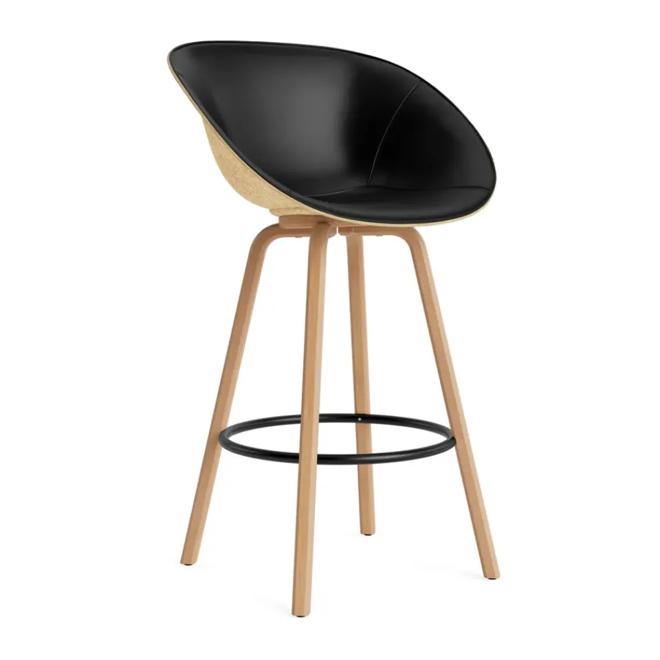 Normann Copenhagen Bar Stools*Mat Bar Armchair armchair front-upholstered 75 cm, Ultra 41599-hemp-beech- steel Black