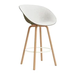 Normann Copenhagen Bar Stools*Mat Bar Armchair armchair front-upholstered 75 cm, Hallingdal 110-seaweed-beech-cream steel Grey