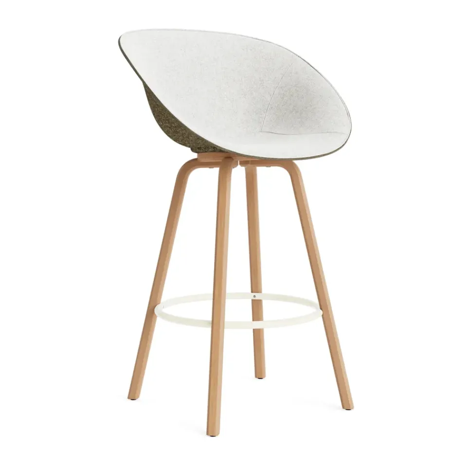 Normann Copenhagen Bar Stools*Mat Bar Armchair armchair front-upholstered 75 cm, Hallingdal 110-seaweed-beech-cream steel Grey