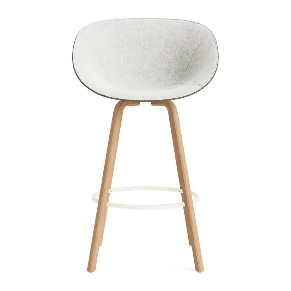 Normann Copenhagen Bar Stools*Mat Bar Armchair armchair front-upholstered 75 cm, Hallingdal 110-seaweed-beech-cream steel Grey