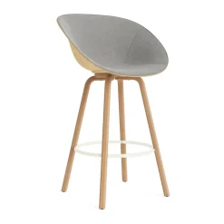 Normann Copenhagen Bar Stools*Mat Bar Armchair armchair front-upholstered 75 cm, Remix 133-hemp-beech-cream steel Grey