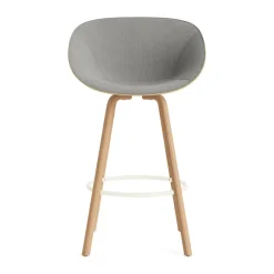 Normann Copenhagen Bar Stools*Mat Bar Armchair armchair front-upholstered 75 cm, Remix 133-hemp-beech-cream steel Grey