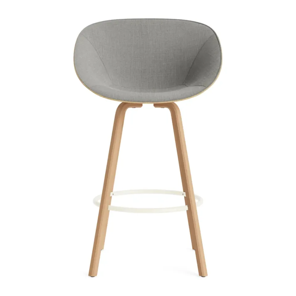 Normann Copenhagen Bar Stools*Mat Bar Armchair armchair front-upholstered 75 cm, Remix 133-hemp-beech-cream steel Grey