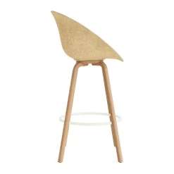 Normann Copenhagen Bar Stools*Mat Bar Armchair armchair front-upholstered 75 cm, Remix 133-hemp-beech-cream steel Grey